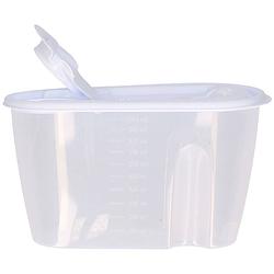 Foto van Excellent houseware voedselcontainer strooibus - wit - 1 liter - kunststof - 20 x 9,5 x 11 cm - voorraadpot