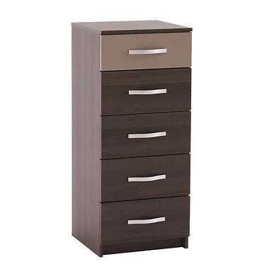 Foto van Demeyere ladekast chest 5 lades - donker eikenkleur - 100x42,5x41,6 cm - leen bakker