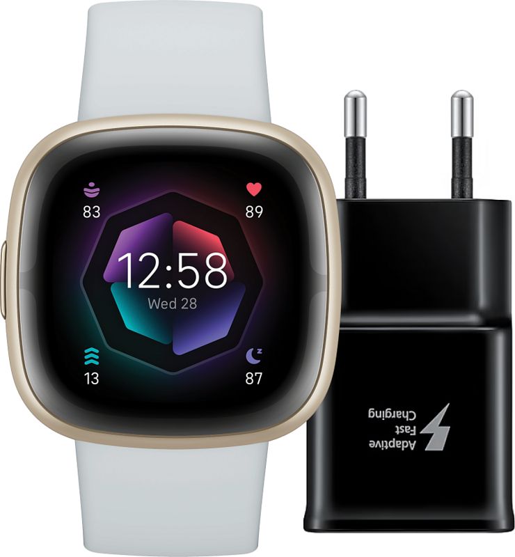 Foto van Fitbit sense 2 blauw/goud + oplader