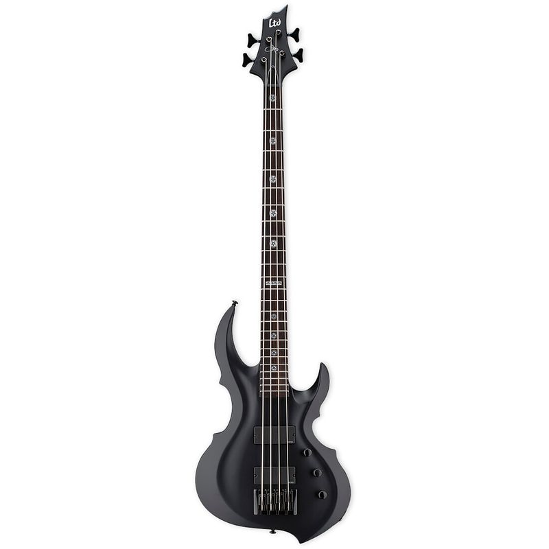 Foto van Esp ltd ta-604 frx black satin tom araya signature elektrische basgitaar met koffer