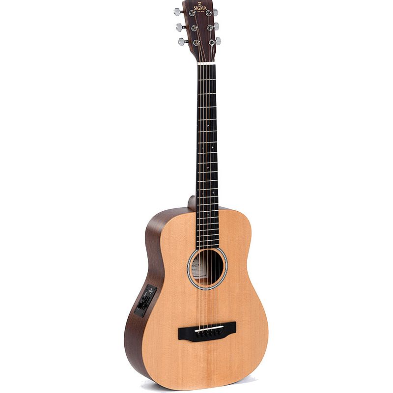 Foto van Sigma guitars tm-12e natural satin elektrisch-akoestische reisgitaar met gigbag