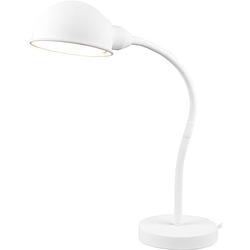 Foto van Led bureaulamp - tafelverlichting - trion pirle - e27 fitting - rond - mat wit - aluminium