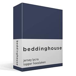 Foto van Beddinghouse jersey lycra topper hoeslaken - 95% gebreide katoen - 5% lycra - 2-persoons (140/160x200/220 cm) - indigo