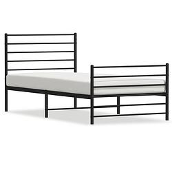 Foto van Vidaxl bedframe met hoofd- en voeteneinde metaal zwart 100x190 cm