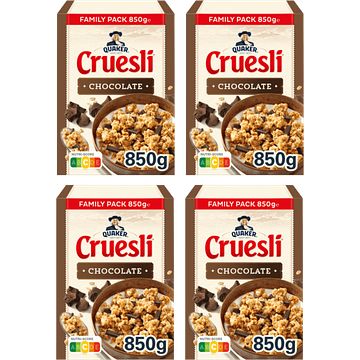 Foto van Quaker cruesli chocolade ontbijtgranen 4 x 850gr bij jumbo