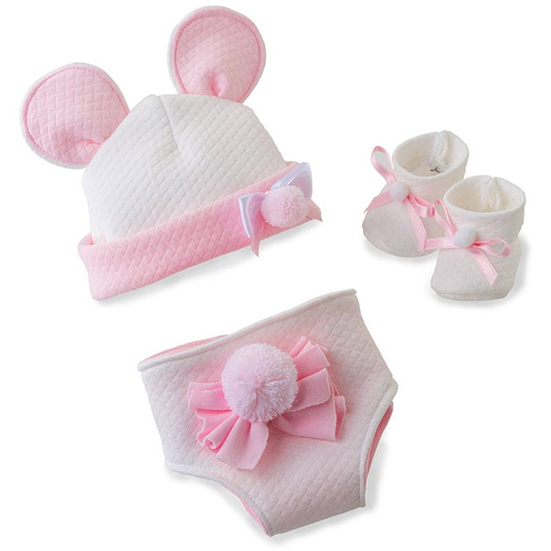 Foto van Berjuan poppenkleding pyjama meisjes 38 cm pe wit/roze