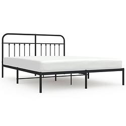 Foto van Vidaxl bedframe met hoofdbord metaal zwart 160x200 cm