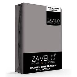 Foto van Zavelo hoeslaken katoen strijkvrij grijs-lits-jumeaux (180x220 cm)