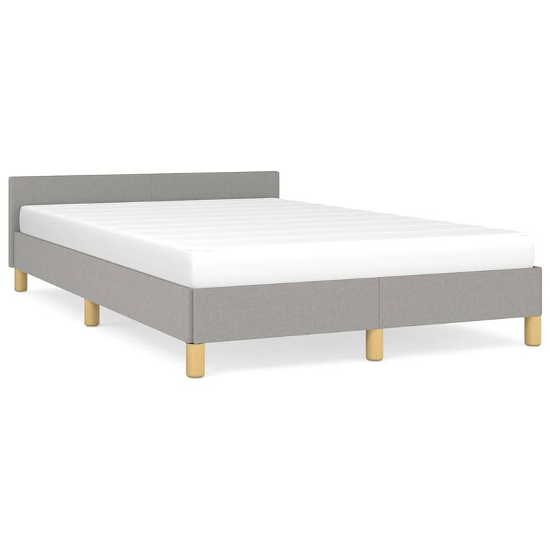 Foto van The living store bedframe - duurzaam - bedframes - afmeting- 203 x 123 x 50 cm - kleur- lichtgrijs