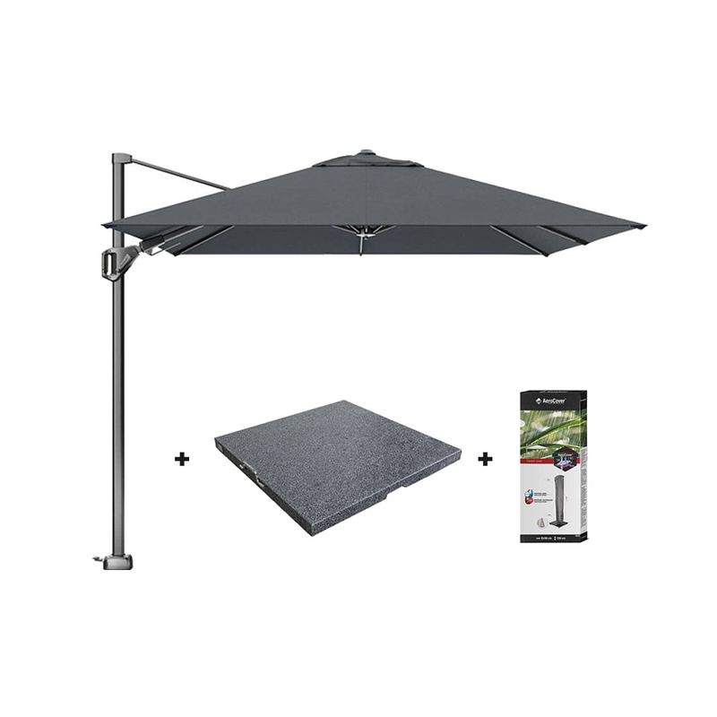 Foto van Platinum voyager zweefparasol - t2 - 2,7x2,7 m. - antraciet met hoes en voet