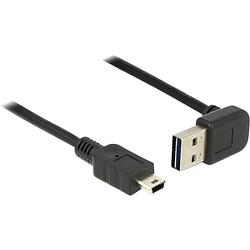 Foto van Delock usb-kabel usb 2.0 usb-a stekker, usb-mini-b stekker 2.00 m zwart stekker past op beide manieren, vergulde steekcontacten, ul gecertificeerd 83544