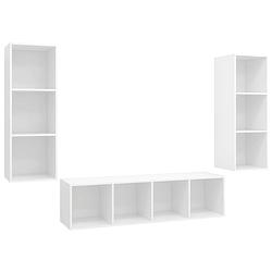 Foto van The living store televisiewandmeubel - tv-meubel set - 37 x 37 x 107 cm - 37 x 37 x 142.5 cm - wit - spaanplaat