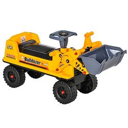 Foto van Graafmachine speelgoed - loopauto - loopwagen - bulldozer - geel/zwart/grijs - 70 x 26 x 37 cm