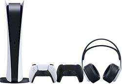 Foto van Playstation 5 digital edition + extra controller zwart + 3d pulse gaming headset