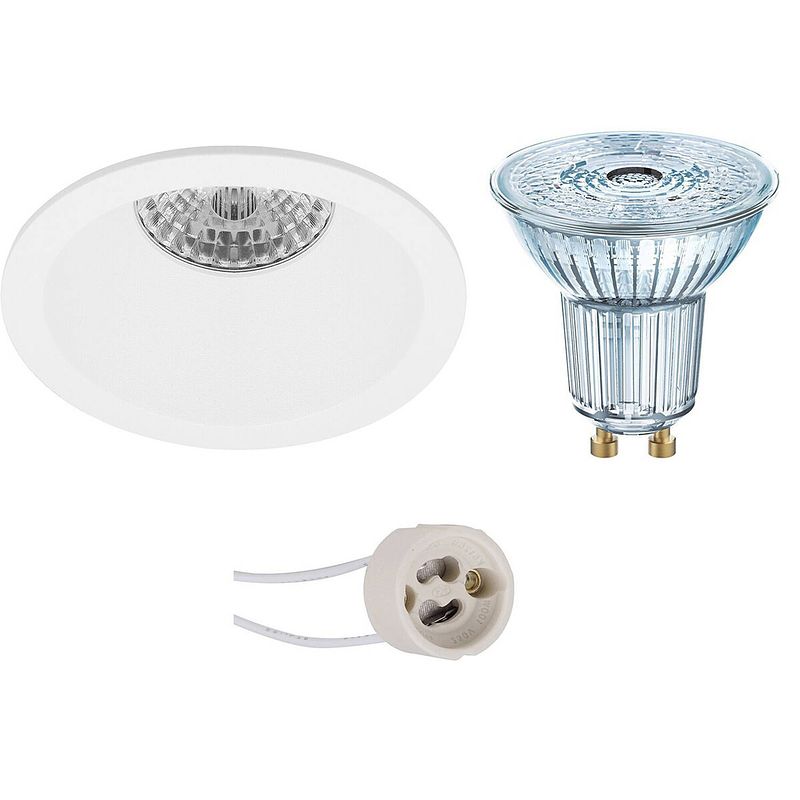 Foto van Led spot set - osram parathom par16 927 36d - pragmi pollon pro - gu10 fitting - dimbaar - inbouw rond - mat wit - 5.5w