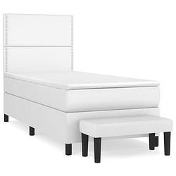 Foto van The living store boxspring bed - pocketvering matras - kunstleren bedframe met verstelbaar hoofdbord - inclusief