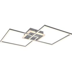 Foto van Led plafondlamp - trion aruba - 35.5w - rgbw - dimbaar - afstandsbediening - vierkant - mat titaan - aluminium