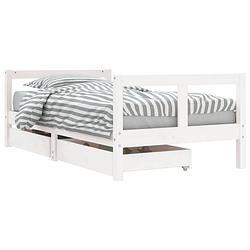 Foto van Vidaxl kinderbedframe met lades 80x160 cm massief grenenhout wit