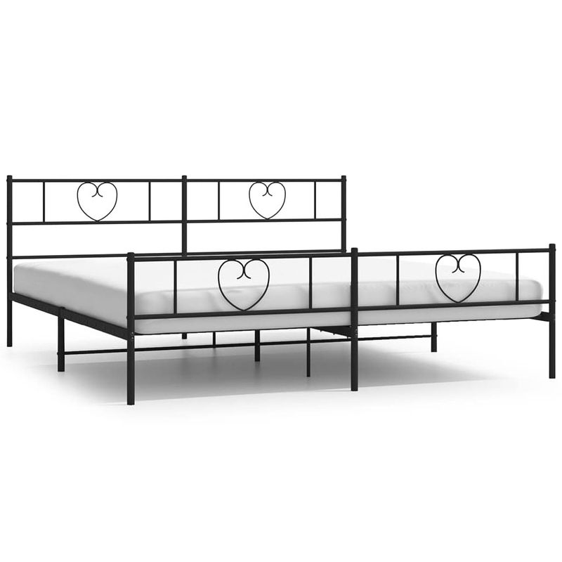 Foto van Vidaxl bedframe met hoofd- en voeteneinde metaal zwart 193x203 cm