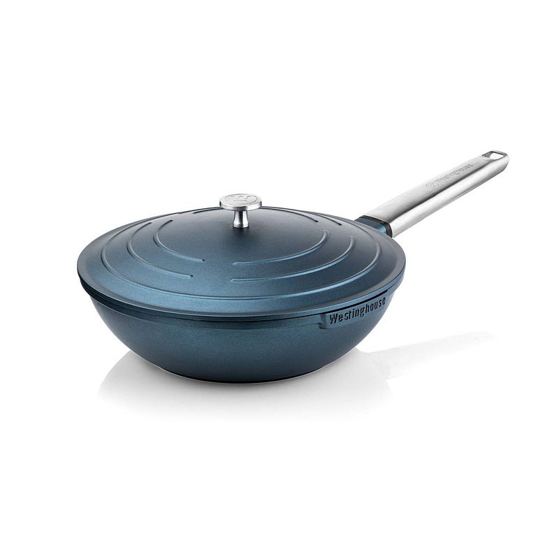 Foto van Westinghouse performance series wokpan - wok met deksel - 28 cm - blauw