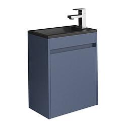 Foto van Badplaats toiletmeubel sinta 40cm - blauw - zwarte wastafel