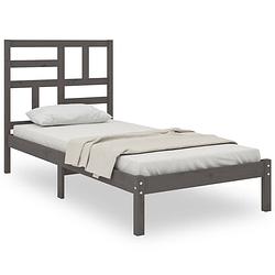 Foto van The living store houten bedframe - modern - eenpersoons - 100x200 cm - grijs