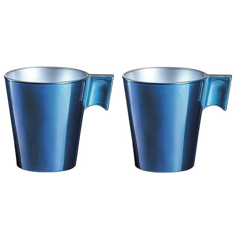 Foto van Set van 4x stuks espresso kopjes/bekers donkerblauw 80 ml - bekers