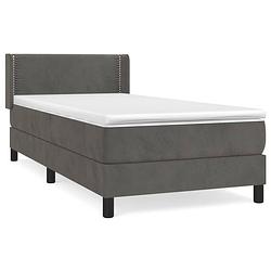 Foto van The living store boxspring bed - donkergrijs fluweel - 193x93x78/88 cm - pocketvering matras