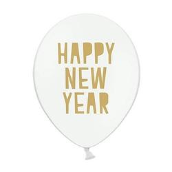 Foto van 6x witte happy new year ballonnen oud en nieuw/nieuwjaar - ballonnen