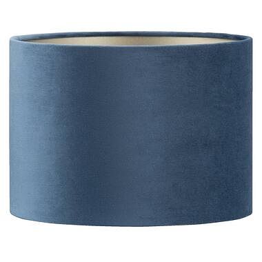 Foto van Kap cilinder - blauw velours - ø25x18 cm - leen bakker