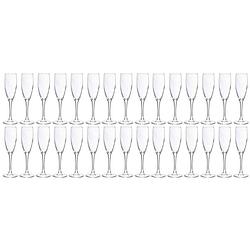 Foto van 30x champagneglazen/flutes 190 ml - 19 cl - champagne glazen - champagne drinken - champagneglazen van glas