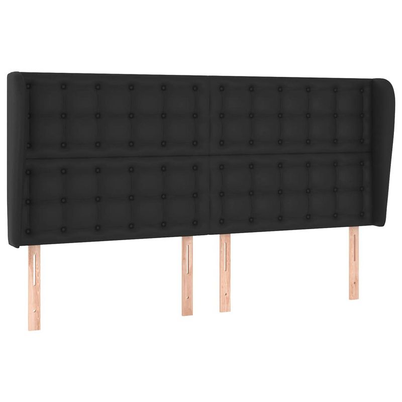 Foto van The living store hoofdbord - bedaccessoires - 203 x 23 x 118/128 cm - zwart kunstleer