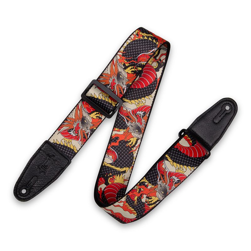 Foto van Levys leathers mpd2c-123 polyester gitaarband met print - japanse draak