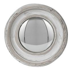 Foto van Haes deco - bolle ronde spiegel - wit - ø 23x3 cm - polyresin / glas - wandspiegel, spiegel rond, convex glas