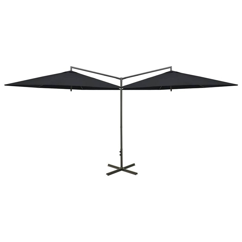 Foto van Vidaxl parasol dubbel met stalen paal 600 cm zwart