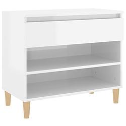 Foto van The living store schoenenkast - hoogglans wit - 70 x 36 x 60 cm - stevig materiaal