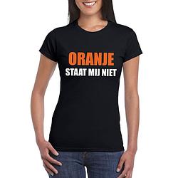 Foto van Oranje staat mij niet t-shirt zwart dames l - feestshirts