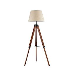 Foto van Quvio vloerlamp driepoot hout met beige kap - quv5041l-wood