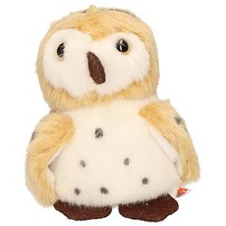 Foto van Pluche knuffel uil vogel bruin/wit 13 cm - vogel knuffels