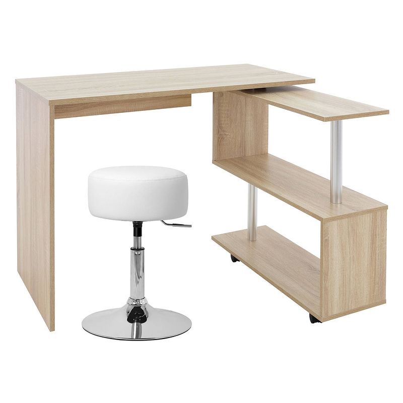 Foto van Bureau met vier wielen 150x88x75 cm wit mdf ml-design