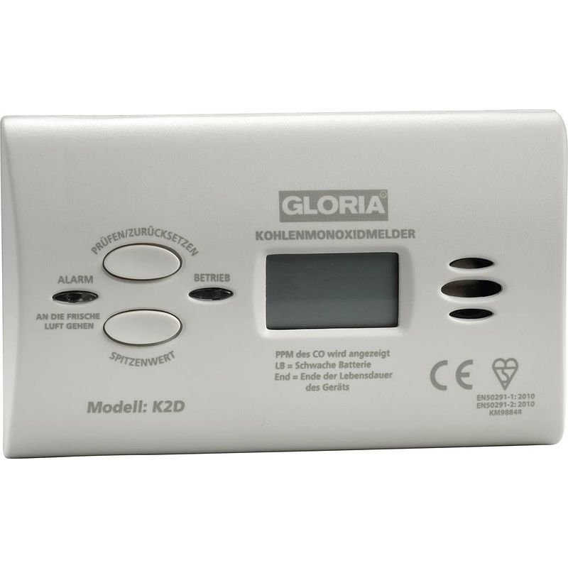 Foto van Gloria 25185710.0000 koolmonoxidemelder werkt op batterijen detectie van koolmonoxide