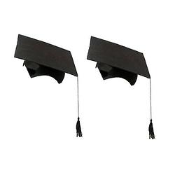 Foto van 2x stuks afstudeer hoeden geslaagd zwart met kwast voor volwassenen - verkleedhoofddeksels