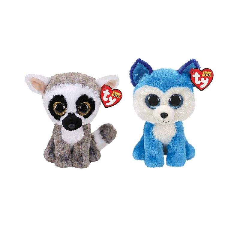 Foto van Ty - knuffel - beanie boo's - linus lemur & prince husky