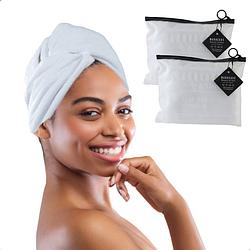 Foto van Marbeaux haarhanddoek - 2 stuks - hair towel - hoofdhanddoek - microvezel - wit