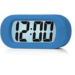 Foto van Jap ap17 digitale wekker - stevige alarmklok - met snooze en verlichtingsfunctie - beschermhoes van rubber - blauw