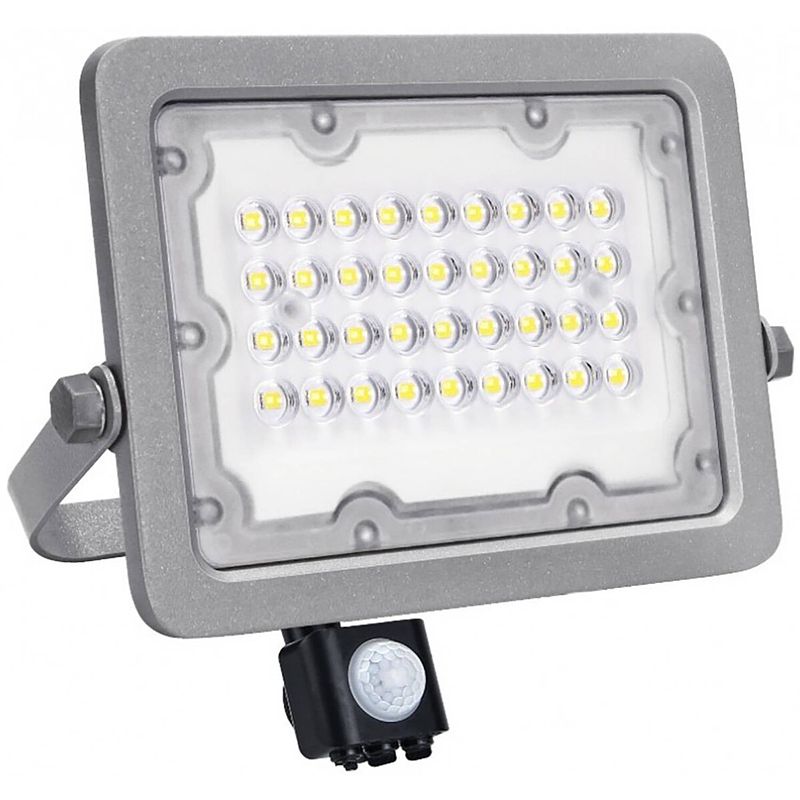 Foto van Led bouwlamp 30 watt met sensor - facto dary - led schijnwerper - natuurlijk wit 4000k - waterdicht ip65 - osram leds