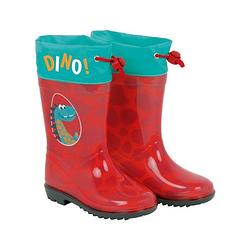 Foto van Regenlaarzen dino junior pvc/textiel rood/turquoise maat 24