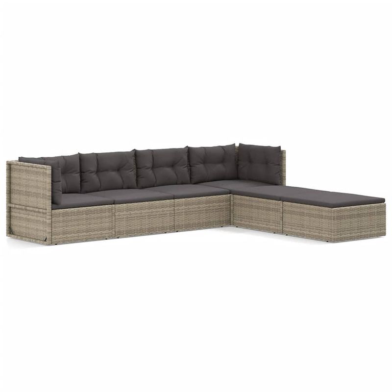 Foto van Vidaxl 6-delige loungeset met kussens poly rattan grijs