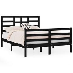 Foto van The living store houten bedframe - modern - bedframe - 195.5 x 126 x 104 cm - kleur- zwart