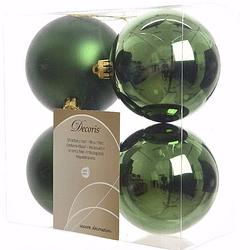 Foto van Ambiance christmas kerstboom decoratie kerstballen 10 cm groen 4 stuks - kerstbal